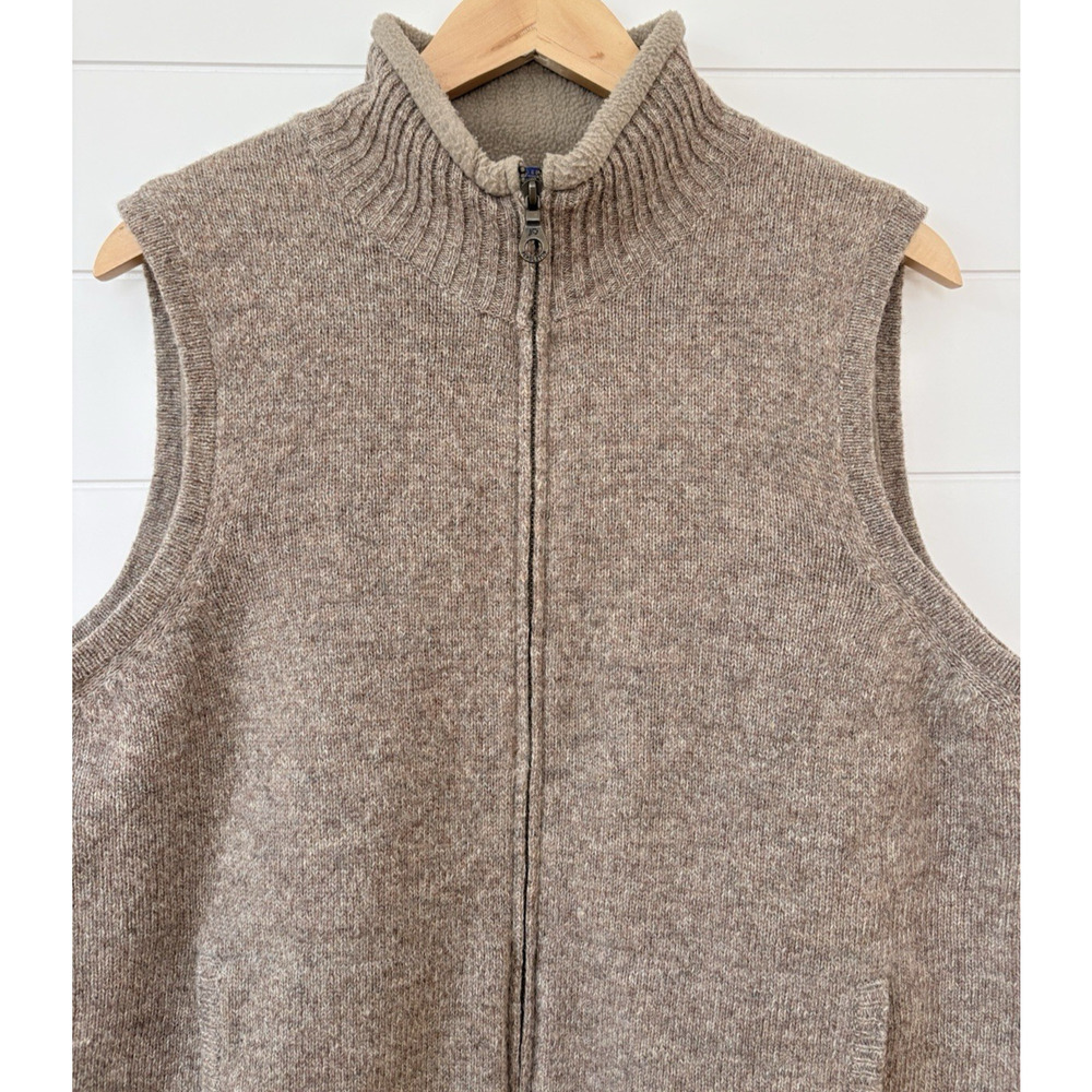 Pendleton Shetland Wool Zip Front Sweater Vest Fleece Lined Beige Tan Medium - Picture 5 of 16